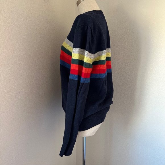 GAP Pullover Rib Knit Sweater Wool Blend Crew Neck Stripe Multicolor Sz M - Picture 2 of 6